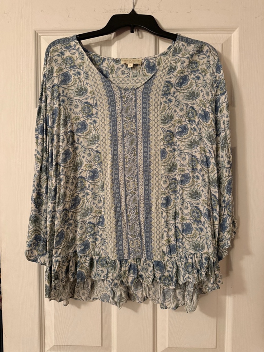 Cynthia Rowley Blue and White Floral Tunic Top